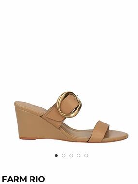 FARM Rio Leather Wedge Slide with Buckle